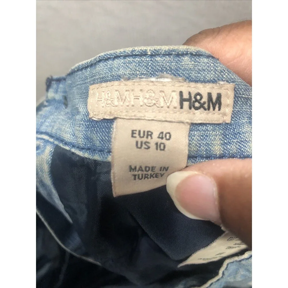 H&M Denim Bubble Skirt Size 10 Pockets Stained Thrashed - Picture 11 of 15